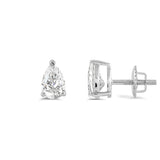 14K Solid White Gold Solitaire Stud Earrings | Pear Cut Cubic Zirconia | Screw Back Posts | 1.0 CTW | With Gift Box