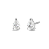 14K Solid White Gold Solitaire Stud Earrings | Pear Cut Cubic Zirconia | Screw Back Posts | 1.0 CTW | With Gift Box