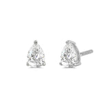 14K Solid White Gold Solitaire Stud Earrings | Pear Cut Cubic Zirconia | Screw Back Posts | 2.0 CTW | With Gift Box