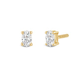 14K Solid Yellow Gold Solitaire Stud Earrings | Oval Cut Cubic Zirconia | Screw Back Posts | 0.5 CTW | With Gift Box