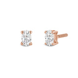 14K Solid Rose Gold Solitaire Stud Earrings | Oval Cut Cubic Zirconia | Screw Back Posts | 0.5 CTW | With Gift Box