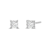 14K Solid White Gold Solitaire Stud Earrings | Cushion Cut Cubic Zirconia | Screw Back Posts | 0.5 CTW | With Gift Box