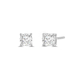 14K Solid White Gold Solitaire Stud Earrings | Cushion Cut Cubic Zirconia | Screw Back Posts | 1.0 CTW | With Gift Box