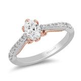 Enchanted Disney Fine Jewelry 14K White Gold and Rose Gold 3/4 CTTW Anna Engagement Ring