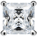 14K Solid White Gold | Princess Cut Cubic Zirconia SINGLE Stud Earring | 1.0 Carat | Screw Back Post