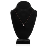 14K Solid Rose Gold Pendant Necklace | Bezel Set Round Cut Cubic Zirconia Solitaire | 1.5 Carat | 16 Inch .60mm Box Link Chain