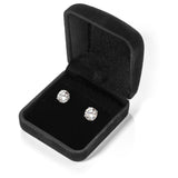 14K Solid White Gold Stud Earrings | Round Cut Cubic Zirconia | Screw Back Posts | 3.34 CTW