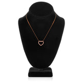 14K Solid Rose Gold Open Heart Pendant | Pave Round Cut Cubic Zirconia Necklace| .35 CTW | 16 Inch Box Link Chain | With Gift Box