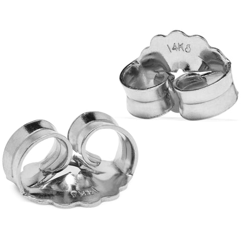 Two Earring Back Replacements |14K Solid White Gold | Threaded Push on-Screw off |Quality Die Struck | Post Size .0375" | 2 Backs