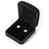 14K Solid Yellow Gold Stud Earrings | Princess Cut Cubic Zirconia | Screw Back Posts | 2.0 CTW