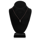 14K Solid Rose Gold Pendant Necklace | Round Cut Cubic Zirconia 3-Stone "Trilogy" | .22 CTW, Diamond Equivalent | 16 Inch Box Link Chain