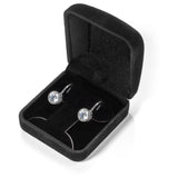 14K Solid White Gold Earrings | Round Cut Bezel Set Cubic Zirconia | Leverback Drop Dangle Setting | 2.0 CTW