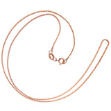 14K Solid Rose Gold Necklace | Box Link Chain | 16 Inch Length | 1.0mm Thick