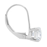 14K Solid White Gold Earrings | Round Cut Cubic Zirconia | Leverback Drop Dangle Basket Setting | 1.68 CTW