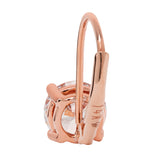 14K Solid Rose Gold Earrings | Round Cut Cubic Zirconia | Leverback Drop Dangle Basket Setting | 2.0 CTW