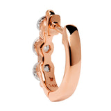 14K Solid Rose Gold Earrings | Round Cut Huggie Hoop 3-Stone Cubic Zirconia | .48 CTW