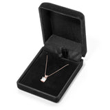 14K Solid Rose Gold Pendant Necklace | Princess Cut Cubic Zirconia Solitaire | 1 Carat | 16 Inch .60mm Box Link Chain