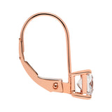 14K Solid Rose Gold Earrings | Princess Cut Cubic Zirconia | Leverback Drop Dangle Basket Setting | 1.0 CTW