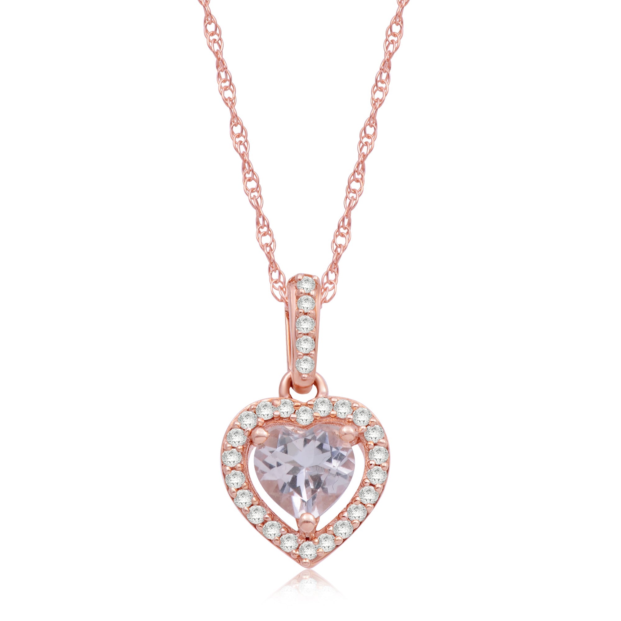 14K Solid Gold Cubic Zirconia Heart Pendants with Box Link