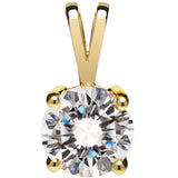 14K Solid Yellow Gold Pendant Only | Round Cut Cubic Zirconia Solitaire | 1.0 Carat