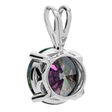 14K Solid White Gold Pendant Only | Round Cut Rainbow Mystic Cubic Zirconia Solitaire | 2.0 Carat