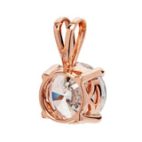14K Solid Rose Gold Pendant Only | Round Cut Cubic Zirconia Solitaire | 2.0 Carat
