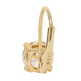 14K Solid Yellow Gold Earrings | Round Cut Cubic Zirconia | Leverback Drop Dangle Basket Setting | 2.0 CTW