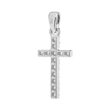 14K Solid White Gold Cross | Pave Round Cut Cubic Zirconia .30 CTW | 15mm Long | Pendant Only | With Gift Box