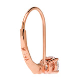 14K Solid Rose Gold Earrings | Round Cut Cubic Zirconia | Leverback Drop Dangle Basket Setting | .50 CTW