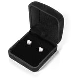 14K Solid White Gold Earrings | Heart Cut Cubic Zirconia Stud | Screw Back Posts | 1.5 CTW