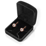 14K Solid Rose Gold Earrings | Round Cut Bezel Set Cubic Zirconia | Leverback Drop Dangle Setting | 2.0 CTW