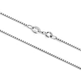 14K Solid White Gold Necklace | Box Link Chain | 18 Inch Length | 1.0mm Thick