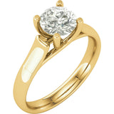 Round Cut Forever Brilliant Created Moissanite set in Solid 14K Yellow Gold Solitaire Engagement