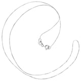 14K Solid White Gold Necklace | Box Link Chain | 16 Inch Length | .60mm Thick