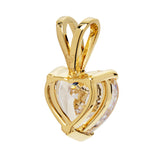 14K Solid Yellow Gold Pendant Only | Heart Cut Cubic Zirconia Solitaire | 2.0 Carat