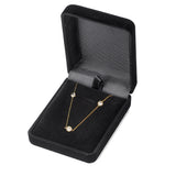 14K Solid Yellow Gold Cubic Zirconia Station Necklace | 18 Inch Length Cable Rolo Chain