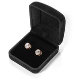 14K Solid Rose Gold | Round Cut Cubic Zirconia Stud Earrings | 2.0 CTW Bezel Set | Screw Back Posts