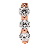 14K Solid Rose Gold Earrings | Round Cut Huggie Hoop 3-Stone Cubic Zirconia | .48 CTW