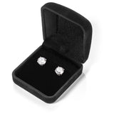 14K Solid White Gold Stud Earrings | Round Cut Cubic Zirconia | Screw Back Posts | 4.0 CTW