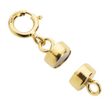 Yellow Gold Filled Round Magnetic Clasp Converter for Necklace or Bracelet with Spring Ring, 2 Clasps