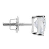 14K Solid White Gold Earrings | Heart Cut Cubic Zirconia Stud | Screw Back Posts | 1.5 CTW