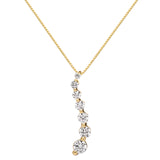 14K Solid Yellow Gold Pendant Necklace | Round Cut Cubic Zirconia "Journey" 7-Stone | .48 CTW | 16 Inch Box Link Chain
