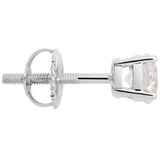 14K Solid White Gold Stud Earrings | Round Cut Cubic Zirconia | Screw Back Posts | 1.0 CTW
