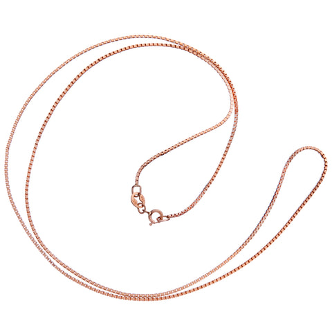 14K Solid Rose Gold Necklace | Box Link Chain | 20 Inch Length | 1.0mm Thick