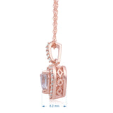 10K Rose Gold 5MM Heart Cut Morganite and 1/10 Cttw Natural White Round Diamond Heart Pendant Necklace