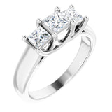 0.97 CTW Princess Cut Cubic Zirconia | Sterling Silver Three-Stone Ring Anniversary Band | Size 7