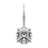 14K Solid White Gold Earrings | Round Cut Cubic Zirconia | Leverback Drop Dangle Basket Setting | 1.68 CTW