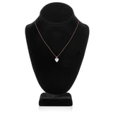 14K Solid Rose Gold Pendant Necklace | Heart Cut Cubic Zirconia Solitaire | 2 Carat | 16 Inch .60mm Box Link Chain