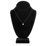 14K Solid Rose Gold Pendant Necklace | Round Cut Cubic Zirconia Solitaire | 2.0 Carat | 16 Inch .60mm Box Link Chain