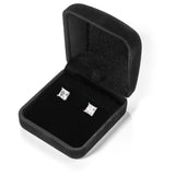 14K Solid White Gold Stud Earrings | Princess Cut Cubic Zirconia | Screw Back Posts | 2.0 CTW